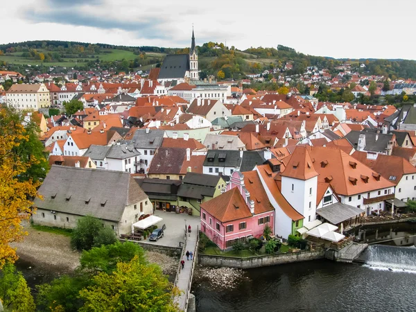 View on red roofs in Cesky Krumlov — Stock Photo, Image