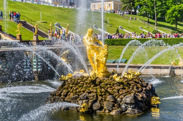 Fontana di Samson a Peterhof, Russia — Foto Stock