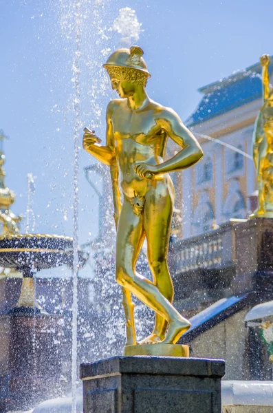 Zlatá socha ve městě peterhof — Stock fotografie