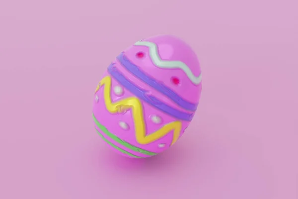 Rendering Easter Painted Egg Beautiful Pattern Holiday Elements Isolated Pink — Fotografia de Stock