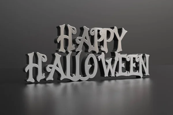 Render Halloween Text Realistic Metal Font Shiny Metallic Letters Shadows —  Fotos de Stock