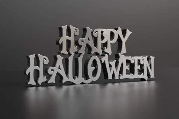 Render Halloween Text Realistic Metal Font Shiny Metallic Letters Shadows — Fotografia de Stock