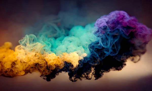 Render Thick Colorful Smoke Background Creative Arrangement Clumps Digital Paint — 스톡 사진