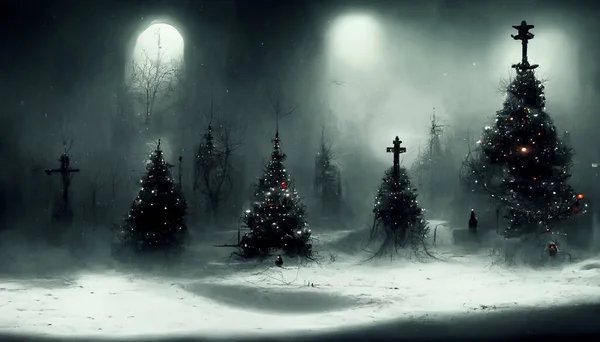 Render Merry Christmas Wallpaper Dark Vintage Lights Background Defocused Beautiful — Stockfoto