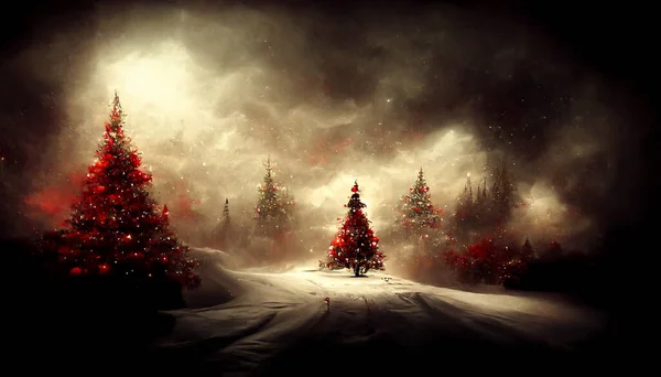 Render Merry Christmas Wallpaper Dark Vintage Lights Background Defocused Beautiful — Stockfoto