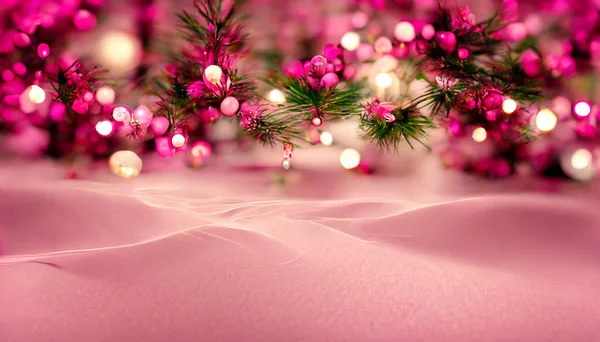 Render Merry Christmas Pink Wallpaper Beautiful Artwork Seasonal Illustration Copy — Foto de Stock