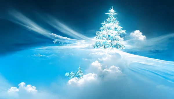 Render Merry Christmas Blue Sky Wallpaper Beautiful Artwork Seasonal Illustration — Stock Photo, Image