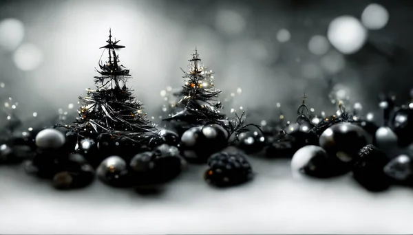 Render Merry Christmas Wallpaper Dark Vintage Lights Background Defocused Beautiful — Photo