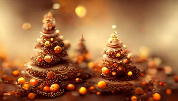 Render Chocolate Christmas Wallpaper Beautiful Artwork Seasonal Illustration Copy Space — Foto de Stock