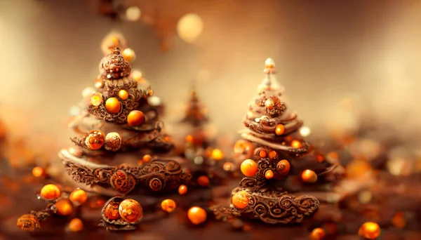 Render Chocolate Christmas Wallpaper Beautiful Artwork Seasonal Illustration Copy Space — Stok fotoğraf