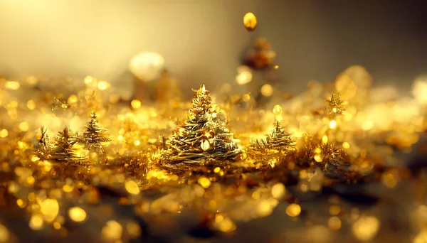 Render Golden Merry Christmas Wallpaper Bokeh Defocused Lights Beautiful Artwork — Fotografia de Stock