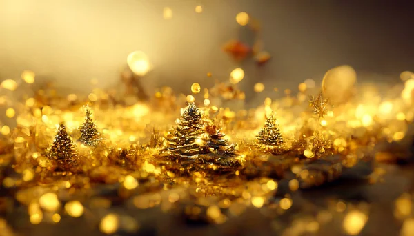 Render Golden Merry Christmas Wallpaper Bokeh Defocused Lights Beautiful Artwork — Stock Fotó