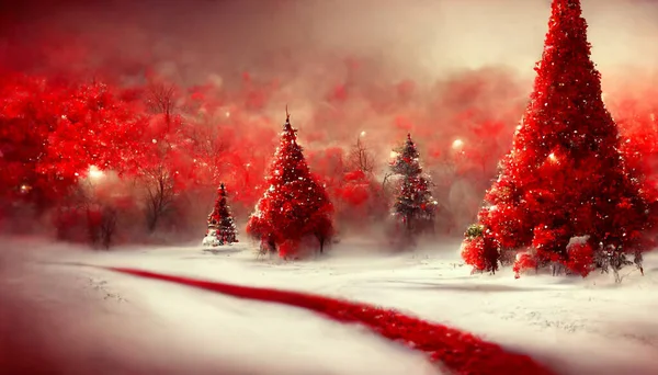 Render Merry Christmas Wallpaper Abstract Red Fractal Composition Beautiful Artwork — Foto de Stock