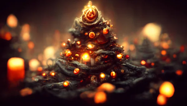 Render Merry Christmas Wallpaper Dark Vintage Lights Background Defocused Beautiful — Foto de Stock