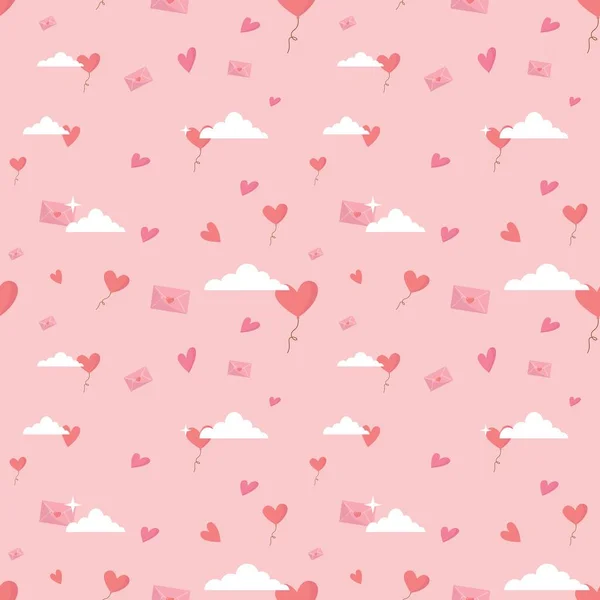 Pink Background Seamless Pattern Vector Illustration Design Love Relationship Valentine — Stock Vector