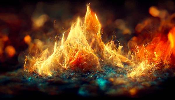 Render Flame Fire Abstract Black Background — Stok fotoğraf