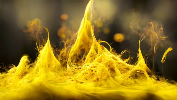Render Yellow Flame Fire Abstract Black Background — Stock Fotó