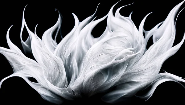 3D Render White Flame of fire Abstract on black background.