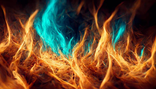 Render Flame Fire Abstract Black Background — Photo