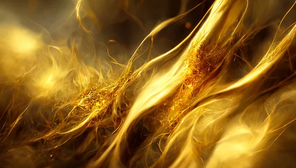 Render Golden Flame Fire Abstract Black Background — Photo