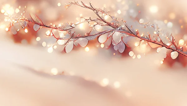 Блестки Блестят Ветвях Узором Светло Серебристый Размытый Фон Рождества Нового — стоковое фото