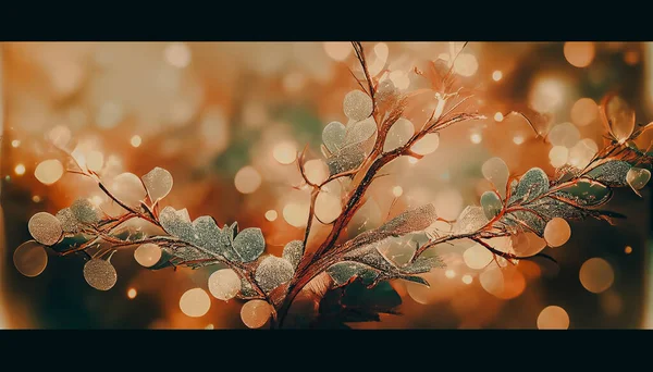 Sparkles Glitter Branches Pattern Light Silver Blur Background Template Christmas — Photo