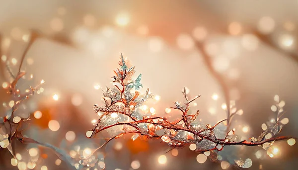 Sparkles Glitter Branches Pattern Light Silver Blur Background Template Christmas — Foto de Stock