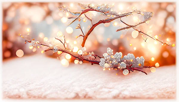 Sparkles Glitter Branches Pattern Light Silver Blur Background Template Christmas — Stok fotoğraf