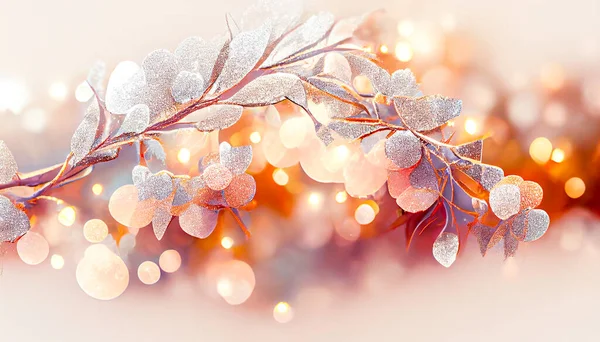 Sparkles Glitter Branches Pattern Light Silver Blur Background Template Christmas — Stok fotoğraf