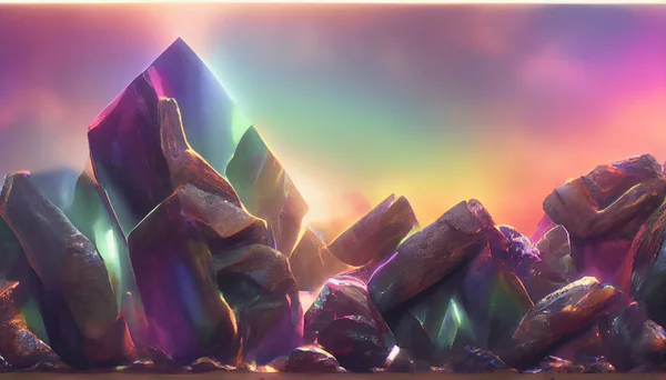 Render Digital Art Iridescent Bismuth Rock Wall Beautiful Wallpaper —  Fotos de Stock