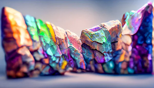 Render Digital Art Iridescent Bismuth Rock Wall Beautiful Wallpaper — ストック写真