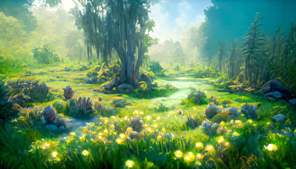 Render Digital Art Fantasy Natural Environment High Quality Wallpaper — Stockfoto