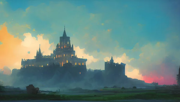 3D illustration Fantasy Castle Wallpaper HD. Beautiful 3D Castle Wallpaper.