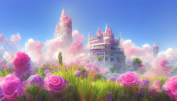 Illustration Fantasy Castle Wallpaper Beautiful Castle Wallpaper — Stok fotoğraf