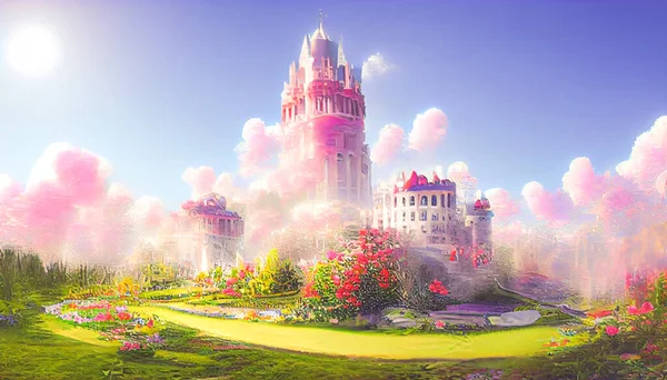 Иллюстрация Fantasy Castle Обои Красивый Замок Обои — стоковое фото
