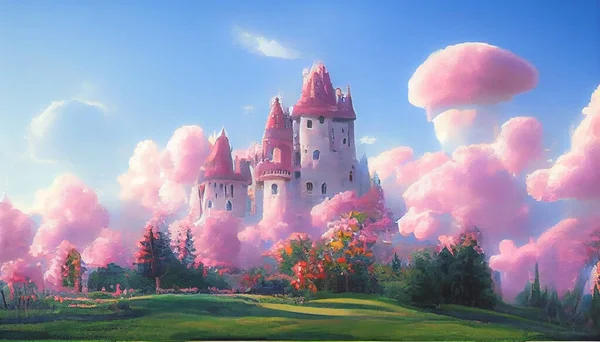 Ілюстрація Фентезійний Замок Шпалери Красиві Замок Шпалери — стокове фото
