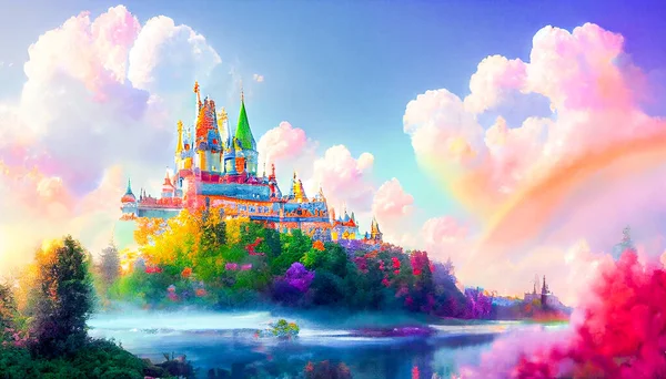 Иллюстрация Fantasy Castle Обои Красивый Замок Обои — стоковое фото