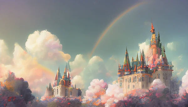 3D illustration Fantasy Castle Wallpaper HD. Beautiful 3D Castle Wallpaper.