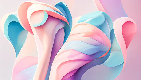 Abstract 3D Render ballerina curvy extrusions in vivid pastel colors