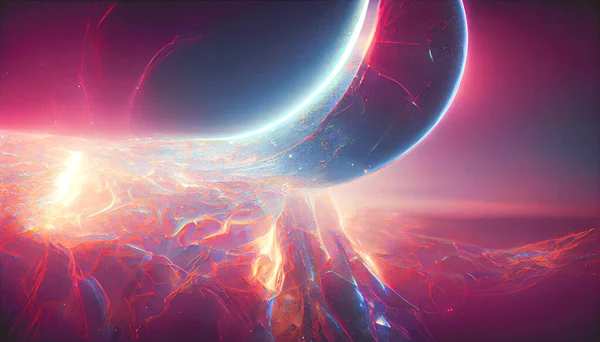 Render Massive Cosmic Portal Holographic Color Beautiful Wallpaper — Zdjęcie stockowe