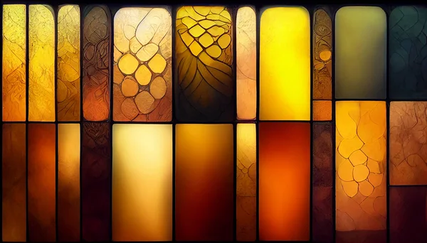 Yellow Glowing Stained Glass Pattern Background Beautiful Abstract Wallpaper Full — Fotografia de Stock