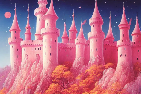 Illustration Digital Art Fantasy Castle Wallpaper — ストック写真