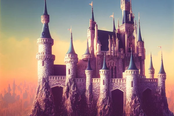 Illustration Digital Art Fantasy Castle Wallpaper — Fotografia de Stock