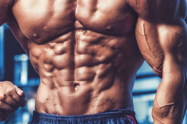 Render Close Perfect Abs Strong Bodybuilder Six Pack Fitness Concept — Stockfoto