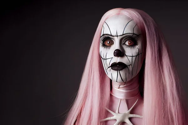Render Selective Focused Blurred Spooky Portrait Pale White Humanoid Woman —  Fotos de Stock