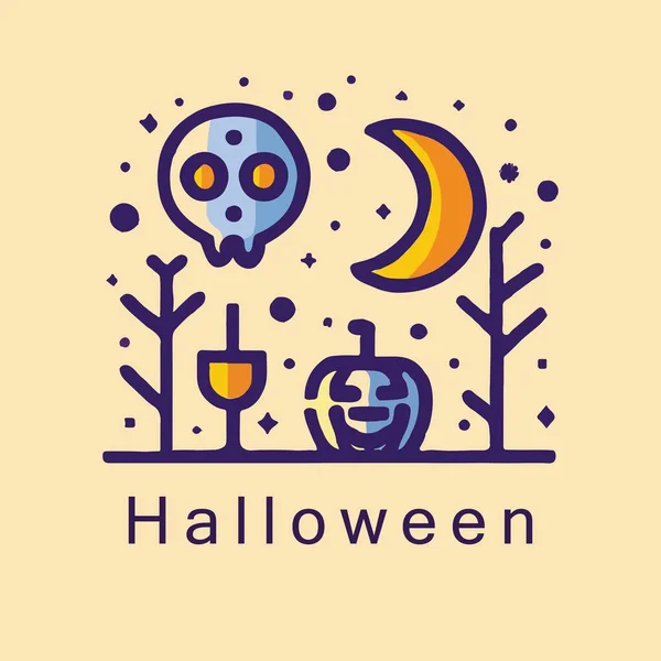 Lindo Vector Halloween Ilustración Iconizada Fondo Aislado Elementos Diseño Vectorial —  Fotos de Stock