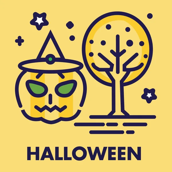 Vetor Bonito Halloween Ilustração Iconizada Fundo Isolado Vector Elementos Design — Vetor de Stock