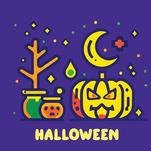 Vektor Halloween Ikonizált Illusztráció — Stock Vector