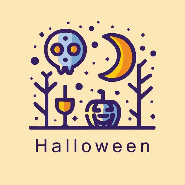Vetor Bonito Halloween Ilustração Iconizada Fundo Isolado Vector Elementos Design — Vetor de Stock