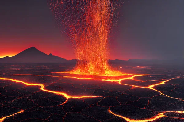 Boyutlu Erimiş Lavlar Yapılandırma Arkaplanı Lav Çatlaklardaki Volkanik Magmanın Dokusunu — Stok fotoğraf